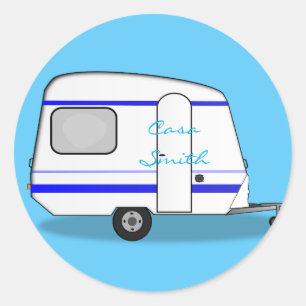 Kleine gestroomlijnde caravan Thunder_Cove elke kl Ronde Sticker