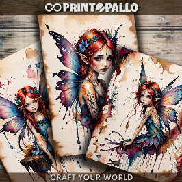 Kleine gevleugelde fee (Tinker Bell) in de waterve Inpakpapier Vel