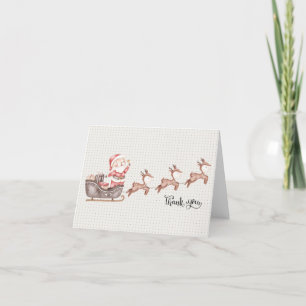 Kleine, gevouwen bedankkaart w / kerstman in de sl