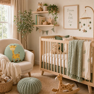 Kleine Giraffe Droomt Sage Safari Rond Kussen