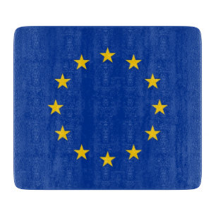 Kleine glassnijplank met vlag van Europa Snijplank