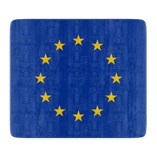 Kleine glassnijplank met vlag van Europa Snijplank (Voorkant)