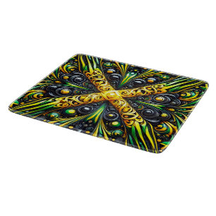 Kleine glazen snijplank met Jamaicaanse kleuren