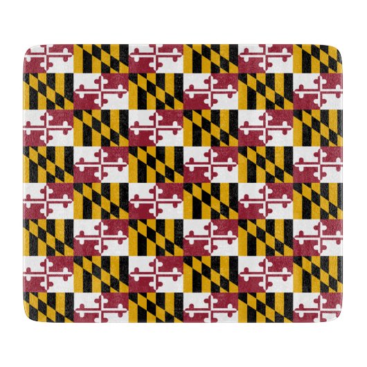 Kleine glazen snijplank met Maryland vlag (Voorkant)