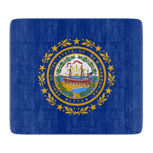 Kleine glazen snijplank met New Hampshire vlag (Voorkant)