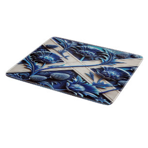 Kleine glazen snijplank met Schotse distels
