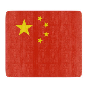Kleine glazen snijplank met vlag van China