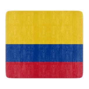 Kleine glazen snijplank met vlag van Colombia