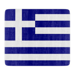 Kleine glazen snijplank met vlag van Griekenland