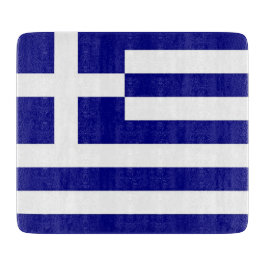 Kleine glazen snijplank met vlag van Griekenland