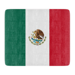 Kleine glazen snijplank met vlag van Mexico