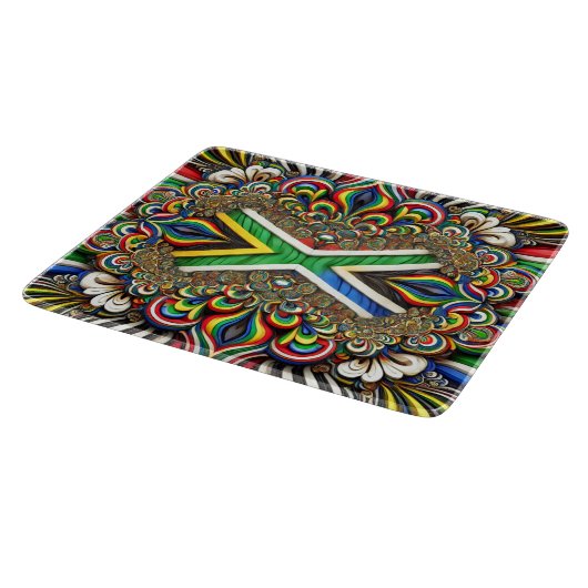 Kleine glazen snijplank met Zuid-Afrika Kleuren (Hoek)