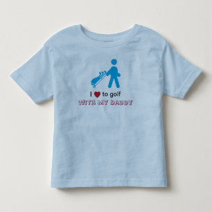 Kleine golfer trekt aan een blauwe kar kinder shirts