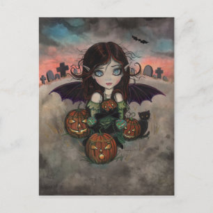 Kleine gotische Halloween fee vampier kunst Briefkaart