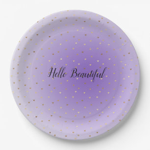 Kleine gouden harten Paarse ombre Papieren Bordje