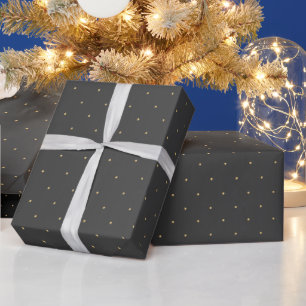 Kleine goudpokkendots en zwart satijn cadeaupapier