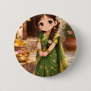 Kleine Grace in het groen Ronde Button 5,7 Cm