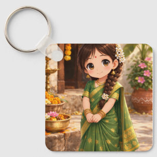 Kleine Grace in het groen Sleutelhanger