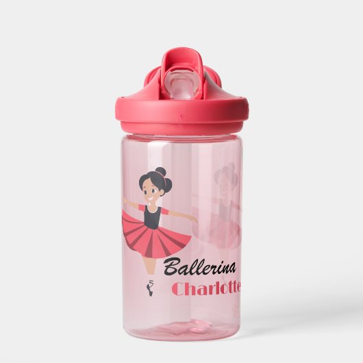 Kleine grapefruit Happy Ballerina gepersonaliseerd Waterfles (Voorkant)