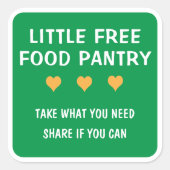 Kleine gratis voedselkast vierkante sticker (Voorkant)