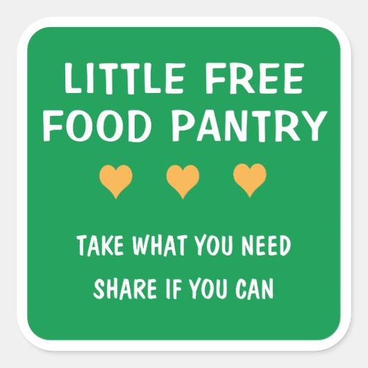 Kleine gratis voedselkast vierkante sticker (Voorkant)