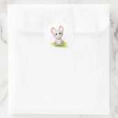 Kleine grijze muis ronde sticker (Tas)