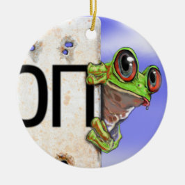 Kleine groene boomkikker keramisch ornament