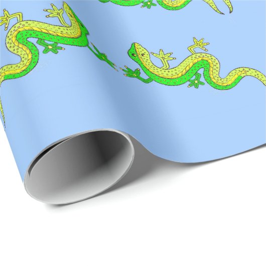 kleine groene lizards afdrukken cadeaupapier (Rol Hoek)