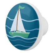 Kleine groene zeilboot keramische knop (Rechts)