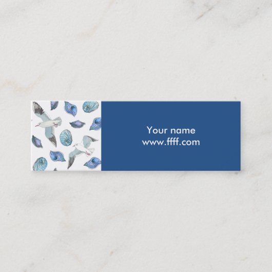 Kleine groottezeemeeuwen en shells visitekaartjes (Voorkant)