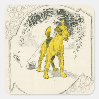 Kleine grotere hond vierkante sticker