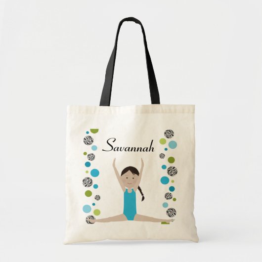 Kleine gymnast in Aqua en Groen Tote Bag (Voorkant)