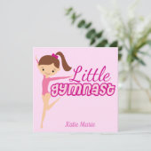 Kleine Gymnast Roze Aangepaste Kinder Gymnastiek Kaart (Staand voorkant)