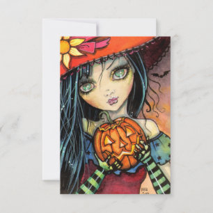 Kleine Halloween heks Halloween Briefkaarten