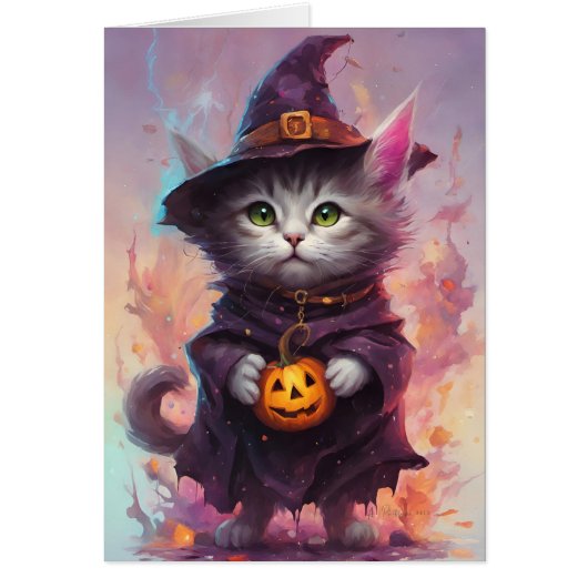 Kleine Halloween Heks Kitten Kat (Voorkant)