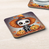 Kleine Halloween Skelet 2 Bier Onderzetter (Linkerzijde)