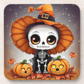 Kleine Halloween Skelet 2 Bier Onderzetter (Voorkant)