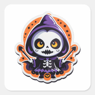 Kleine halloween vierkante sticker
