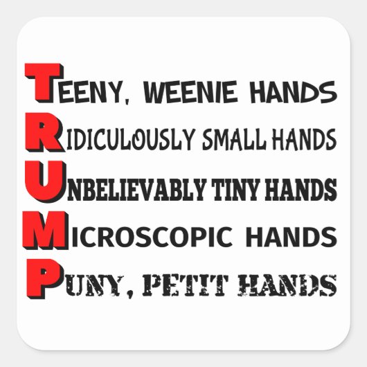 Kleine Handen Trump Sticker (wit) (Voorkant)