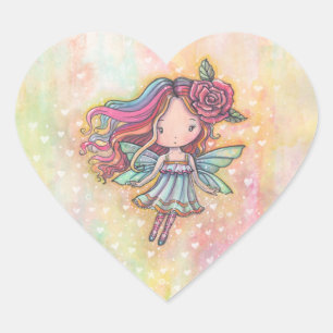 Kleine Hart Fae Fee Fantasie Illustratie Sticker