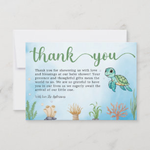 Kleine Hatchling Zee Schildpad Baby shower Dank u Bedankkaart