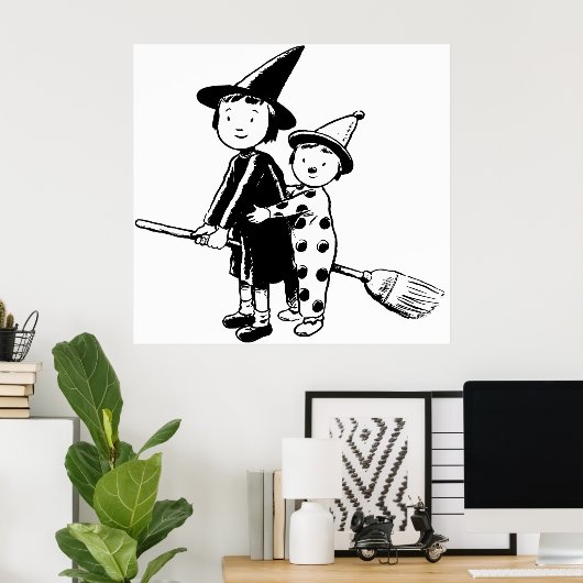 Kleine heks en clown poster (Thuiskantoor)