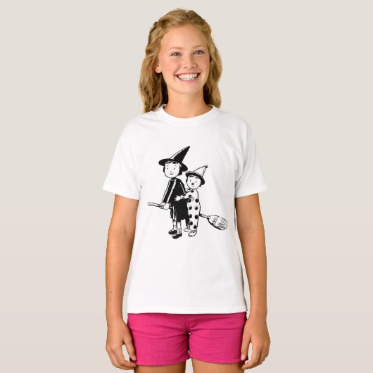Kleine heks en clown t-shirt (Voorkant volledig)