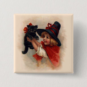 kleine heks meisje vierkante button 5,1 cm