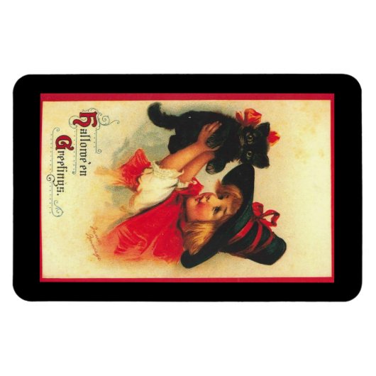  kleine heks met kitten magneet (Horizontaal)