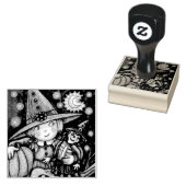 KLEINE HEKS & RAG POP HALLOWEEN RUBBER STEMPEL (Gestempeld)