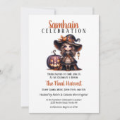 Kleine heks Samhain oogsten Halloween Party Kaart (Voorkant)