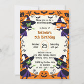 Kleine heksen Spooky Halloween Verjaardag Bash Kaart (Voorkant)