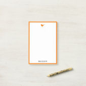 Kleine Heldere Oranje Vogel & Rand op Wit Post-it® Notes (Op bureau)