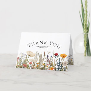 Kleine heldere wilde bloem baby shower bedankkaart